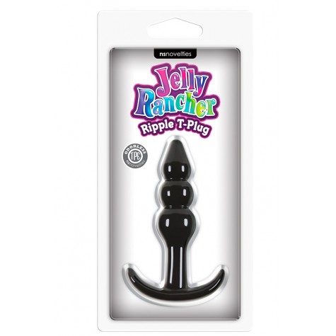 Чёрная анальная пробка Jelly Rancher T-Plug Ripple - 10,9 см.