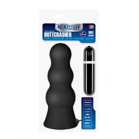 Чёрная анальная втулка большого размера с вибрацией MENZSTUFF VIBRATING BUTTCRASHER PAWN - 20 см.