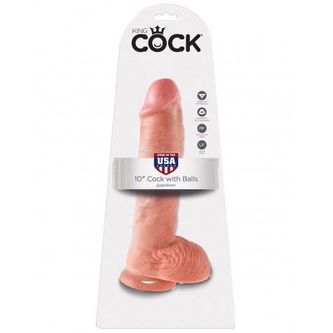 Большой фаллоимитатор с мошонкой 10" Cock with Balls на присоске - 25,4 см.